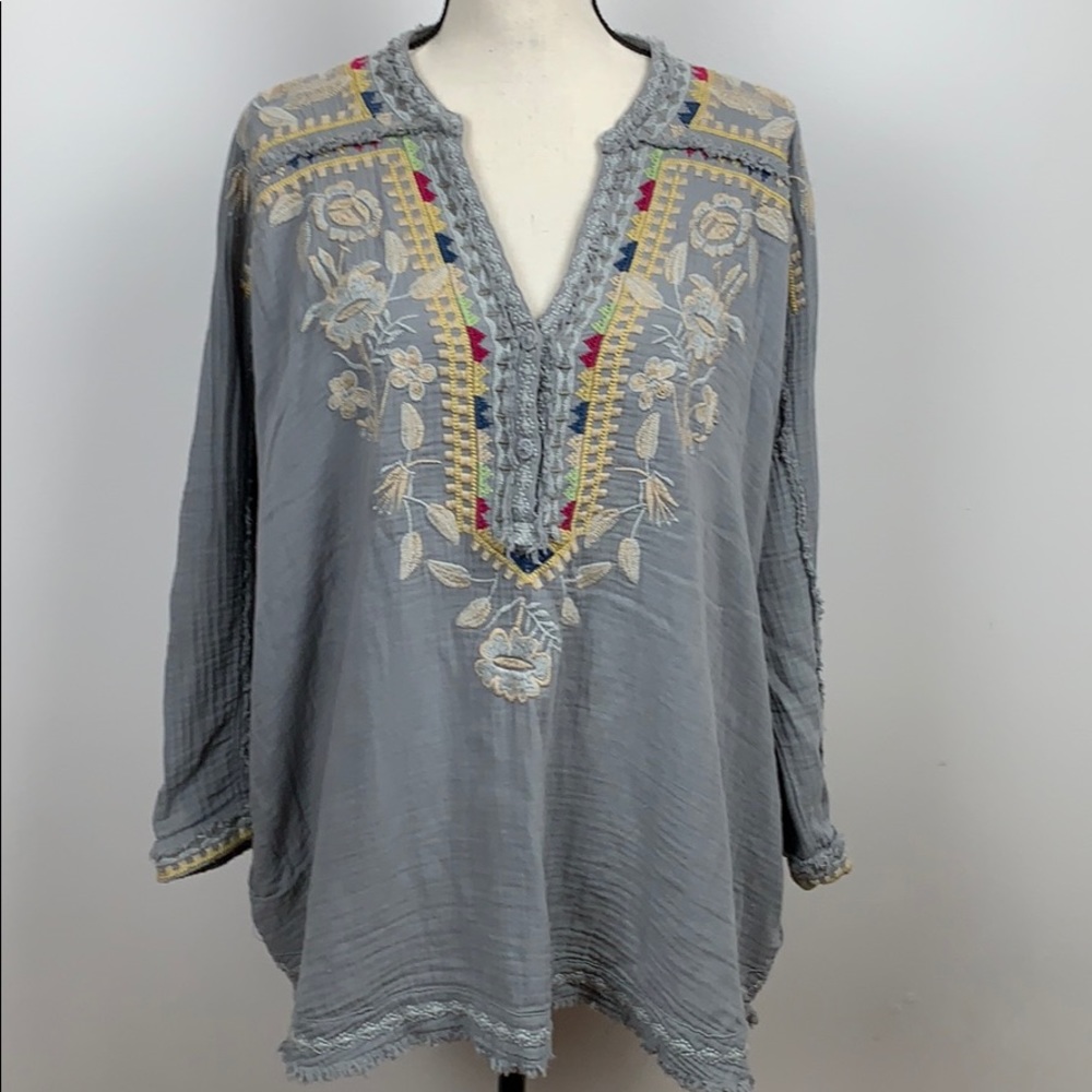Johnny Was Floral Embroidered Blouse Size L